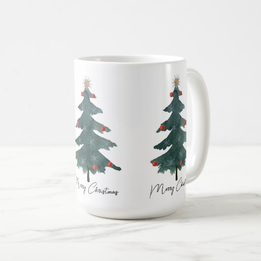 Mug Festif vert sapin de Noël Joyeux Noël (Devant droit)