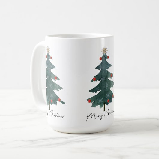Mug Festif vert sapin de Noël Joyeux Noël (Devant gauche)