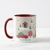 Mug Festif Vintage Christmas Tree Farm personnalisée (Gauche)