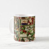 Mug Festif Vintage Noël Ephémère Collage-Green (Devant gauche)