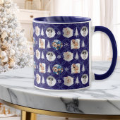Mug Festive 4 Photo Collage Navy Blue Christmas