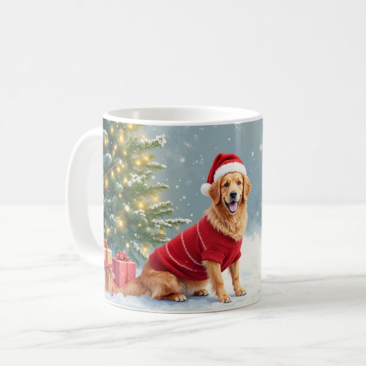 Mug Festive Afghan Hound Christmas Santa Hat Funny (Devant gauche)