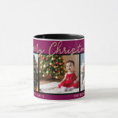 Mug Festive Bourgogne Joyeux Noël 3 Photos Collage (Centre)