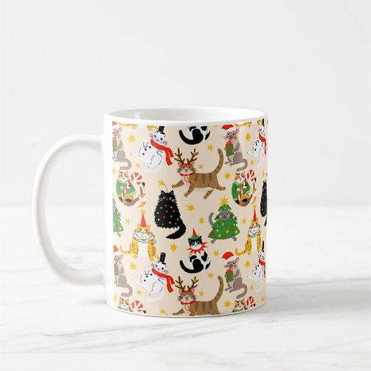 Mug Festive Chats Motif de Noël (Gauche)