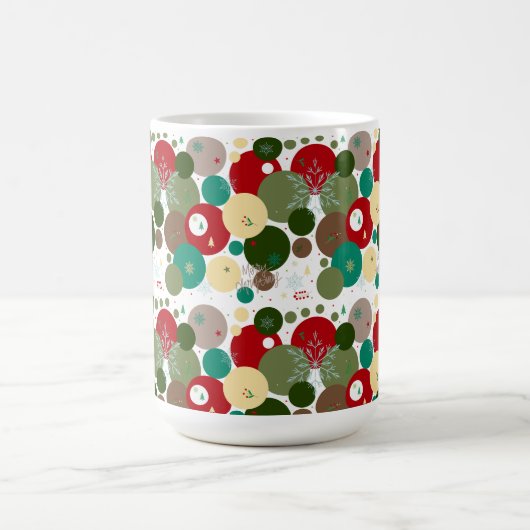 Mug Festive Circles with Snowflakes, Trees & Mistletoe (Centre)