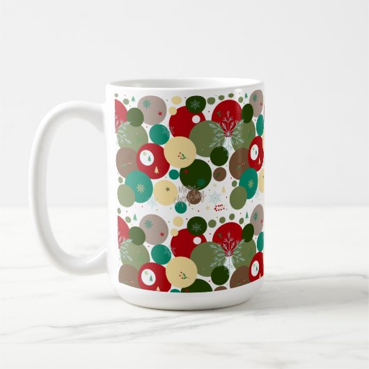 Mug Festive Circles with Snowflakes, Trees & Mistletoe (Gauche)