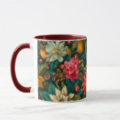 Mug Festive Citrus & Winter Floral Christmas Pattern (Gauche)