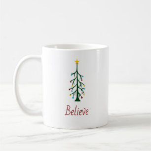 Mug Festive de Noël moderne Croire arbre À feuillage p