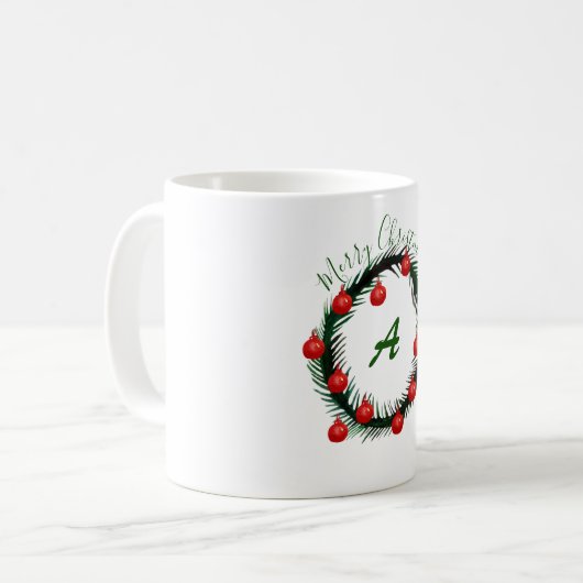 Mug Festive de Noël Monogramme (Devant gauche)