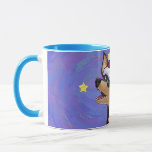 Mug Festive de nuit étoilée Chihuhua à Santa Hat (Gauche)