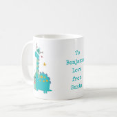Mug Festive Dinosaur Stars Nom de l'enfant Love Père N (Devant gauche)