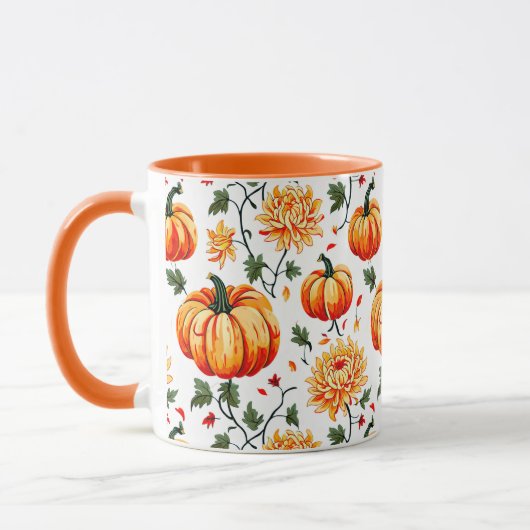 Mug Festive Fall Pumpkins and Chrysanthemums (Gauche)
