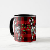 Mug Festive Festive Zebra rouge noir lumières plaid (Devant gauche)