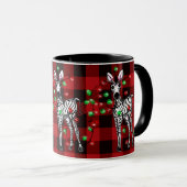Mug Festive Festive Zebra rouge noir lumières plaid (Devant droit)