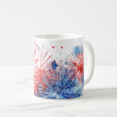 Mug Festive Fireworks Happy 4 juillet Nom personnalisé (Devant droit)