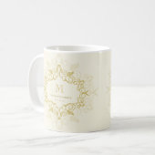 Mug Festive Foliage Art Déco Monogramme Vintage (Devant gauche)