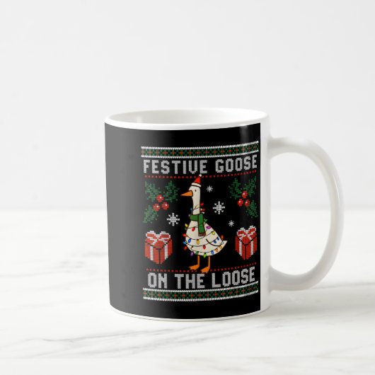 Mug Festive Goose On The Loose Funny Ugly Sweater Chri (Droite)