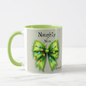Mug Festive Green Furry Bow-Lights Naughty ou Nice (Gauche)
