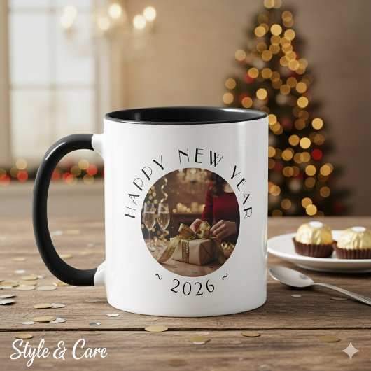 Mug Festive Happy New Year Custom Photo Text Party