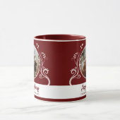 Mug Festive Joyeuses Foliage Rouge Famille Photo (Centre)
