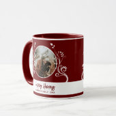 Mug Festive Joyeuses Foliage Rouge Famille Photo (Devant gauche)