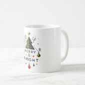 Mug Festive Joyeux et brillant Design d'arbre de Noël (Devant droit)