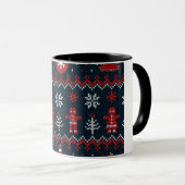 Mug Festive knitted ginger bread snow flakes (Devant droit)