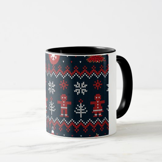 Mug Festive knitted ginger bread snow flakes (Devant droit)