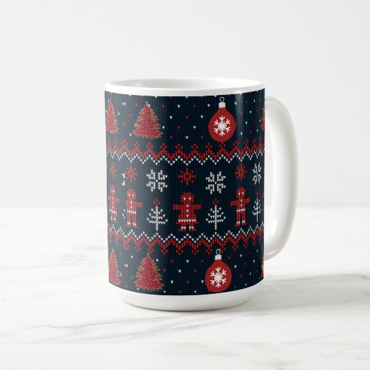 Mug Festive Knitted Snowflakes gingerbread pattern (Devant droit)