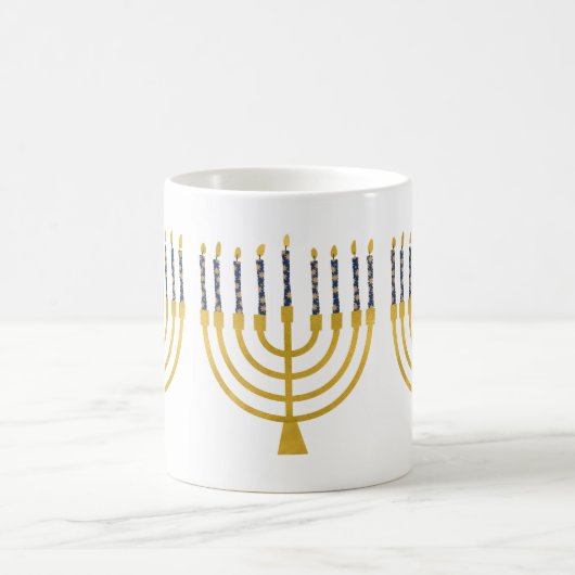Mug Festive Menorah Hanoukka bougies bleues (Centre)