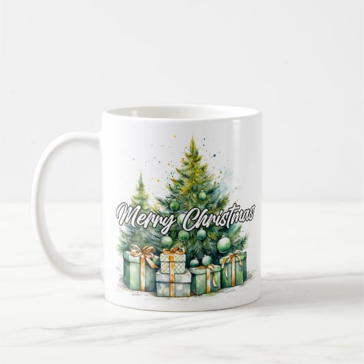 Mug Festive Merry Christmas Tree Happy Holidays (Gauche)