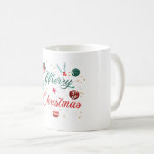 Mug Festive Merry Christmas Typography with Ornaments (Devant droit)