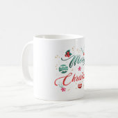 Mug Festive Merry Christmas Typography with Ornaments (Devant gauche)
