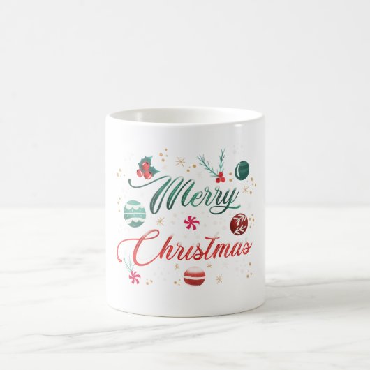 Mug Festive Merry Christmas Typography with Ornaments (Centre)