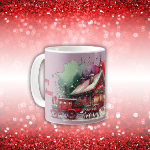 Mug Festive monogramme Noël sur lilas