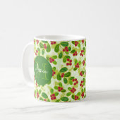 Mug Festive Motif de fruits de canneberge, vert (Devant gauche)