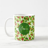 Mug Festive Motif de fruits de canneberge, vert (Gauche)