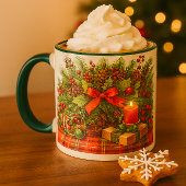 Mug Festive Noël Bow rouge avec verdure