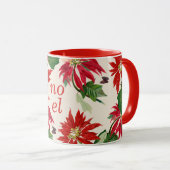 Mug Festive Noel Poinsettia Floral (Devant droit)