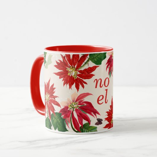 Mug Festive Noel Poinsettia Floral (Devant gauche)