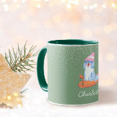 Mug Festive Old English Sheepdog Name Pistachio Green