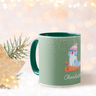 Mug Festive Old English Sheepdog Name Pistachio Green