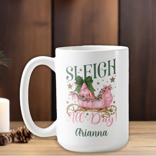 Mug Festive Rose Sleigh Toute la journée Noël