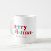 Mug Festive Rouge et Vert Lettres Ornament Photo (Devant gauche)