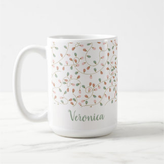 Mug Festive Sage Green Minimal Christmas Lights Nom