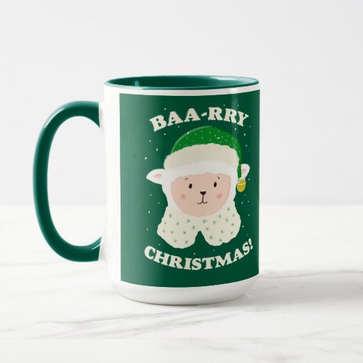 Mug Festive Sheep Says Baa-rry Christmas! (Gauche)