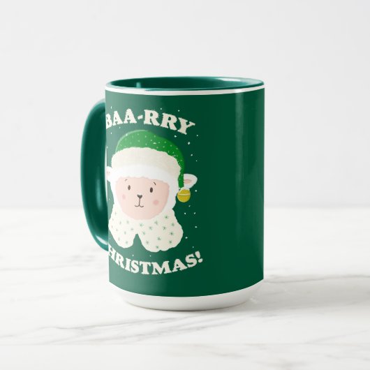 Mug Festive Sheep Says Baa-rry Christmas! (Devant gauche)