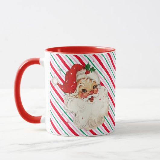 Mug Festive Stripe Retro Père Noël (Gauche)