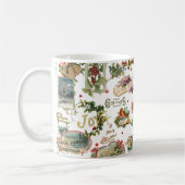 Mug Festive Vintage Noël Salutations Collage-Blanc (Gauche)