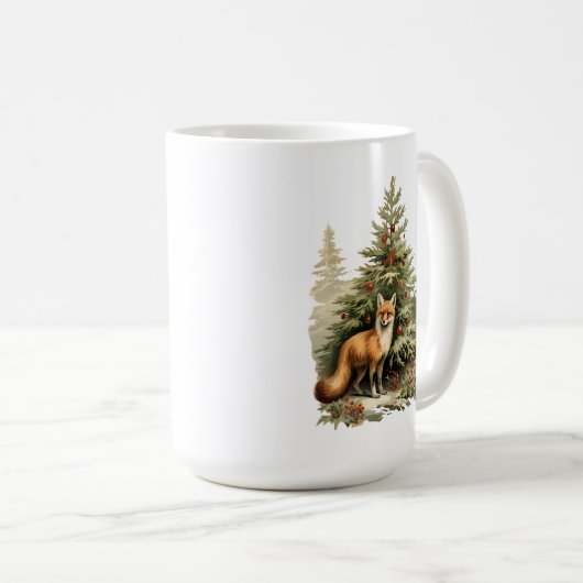 Mug Festive Whimsy : sapin de Noël et renard (Devant droit)